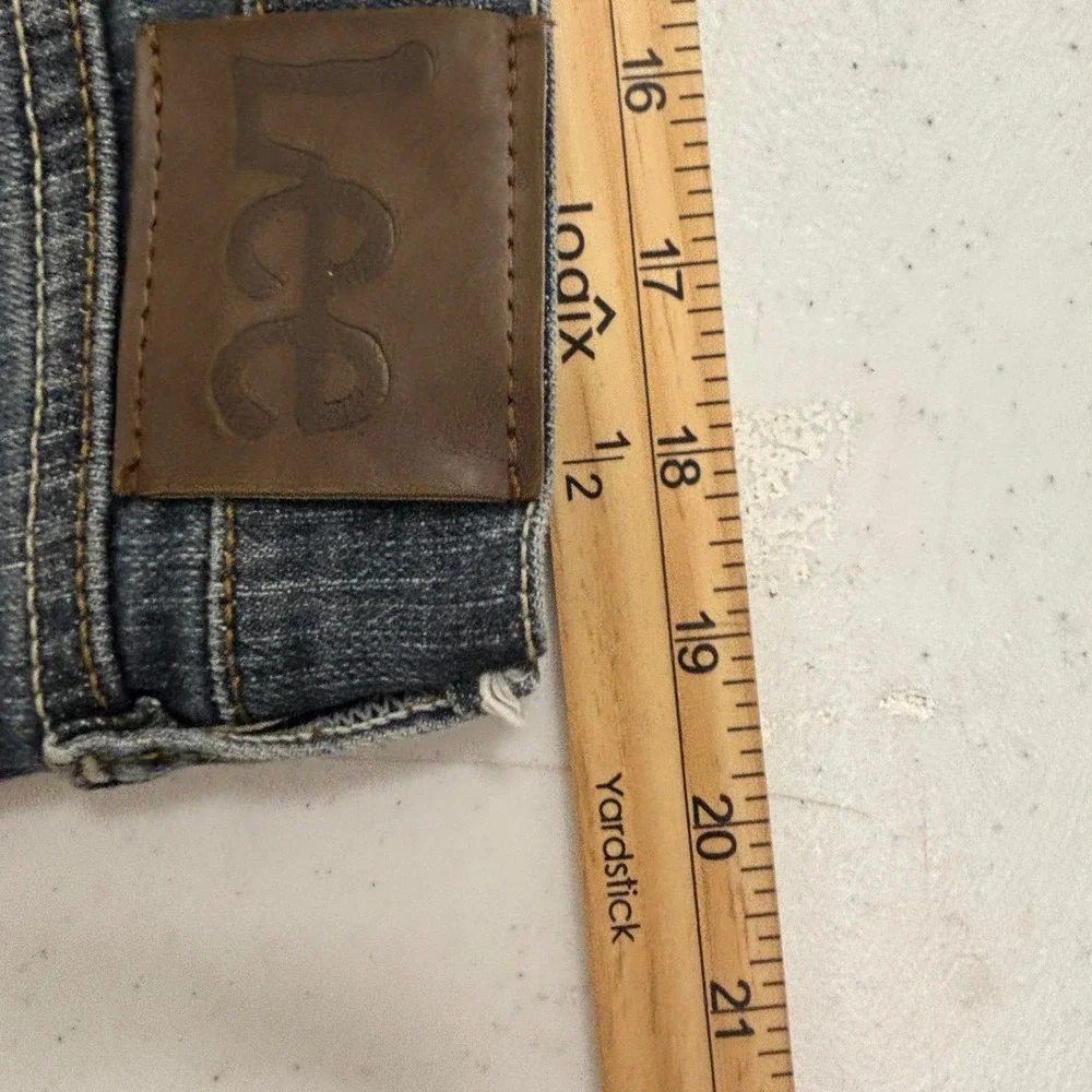 Lee Regular Fit Mens Jeans Medium Wash Straight Leg Denim Blue 37x30 Distressed